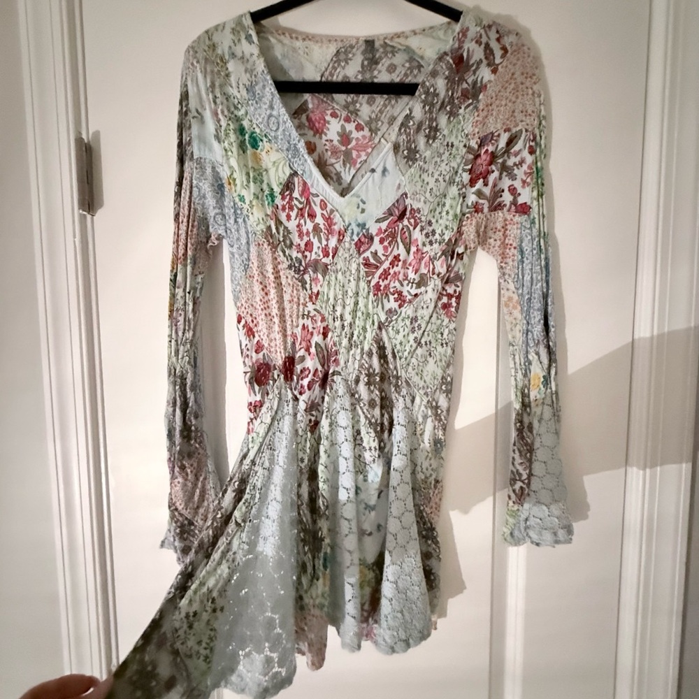 Blue Sky Multicolor Floral V-Neck Tunic